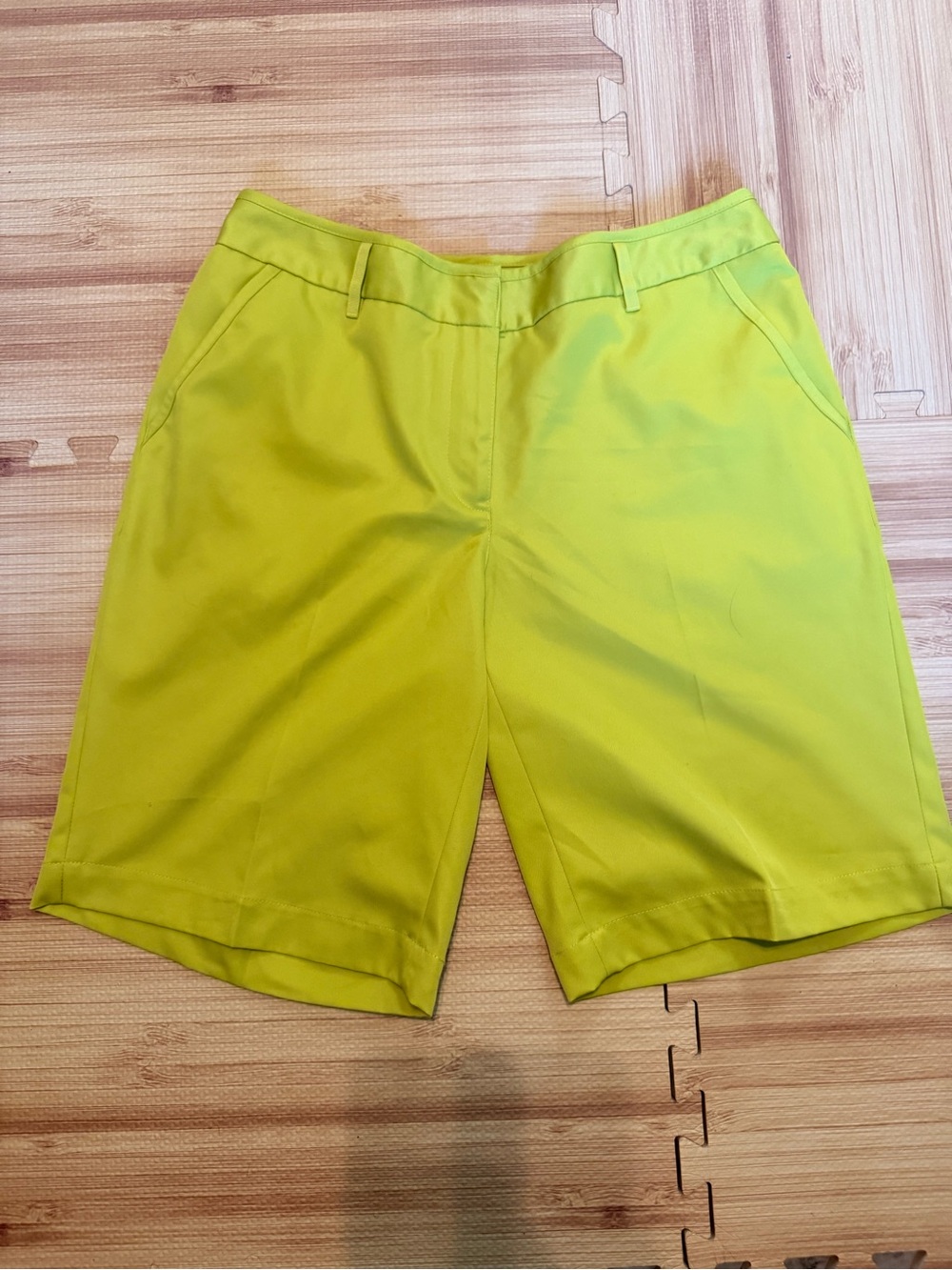 Liz Golf Audra By Liz Claiborne Women's Bright Lime Pockets Zipper Shorts Sz 12